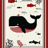 Ultra Soft Area Rug, Non Slip, Stain Resistant, Washable Area Rugs for Living Room, Bedroom, Sleek Minimalist Sea Creature Style(Black)