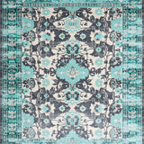 Ultra Soft Area Rug, Non Slip, Stain Resistant, Washable Area Rugs for Living Room, Bedroom, Chic Modern Floral Geometry(Blue)