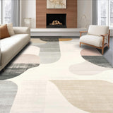 Contemporary Shaped Area Beige Cream Indoor(Beige)