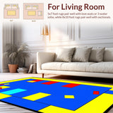 Ultra Soft Area Rug, Non Slip, Stain Resistant, Washable Area Rugs for Living Room, Bedroom, Colorful Whimsical Geometric Motif(Yellow)