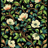 Ultra Soft Area Rug, Non Slip, Stain Resistant, Washable Area Rugs for Living Room, Bedroom, Vibrant Floral Motif on Black(White)
