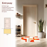 Ultra Soft Area Rug, Non Slip, Stain Resistant, Washable Area Rugs for Living Room, Bedroom, Transitional Soft Tone Geometry(Orange)