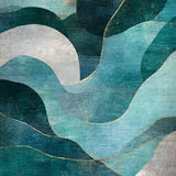 Ultra Soft Area Rug, Non Slip, Stain Resistant, Washable Area Rugs for Living Room, Bedroom, Tidal Mosaic Rug with Modern Coastal Geometry and Flowing Seafoam Patterns(Blue)