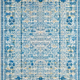 Ultra Soft Area Rug, Non Slip, Stain Resistant, Washable Area Rugs for Living Room, Bedroom, Chic Scalloped Ribbon Bow Rug with Contemporary Preppy Graphic Detailing(Blue)