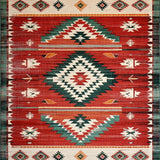 Ultra Soft Area Rug, Non Slip, Stain Resistant, Washable Area Rugs for Living Room, Bedroom, Rustic Ethnic Tribal Aesthetic(Red)