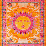 Ultra Soft Area Rug, Non Slip, Stain Resistant, Washable Area Rugs for Living Room, Bedroom, Sunny Whimsical Boho Splash(Orange)