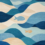 Ultra Soft Area Rug, Non Slip, Stain Resistant, Washable Area Rugs for Living Room, Bedroom, Marine Life Play Area Rug Kids Washable Floor Mat(Blue)