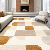 Mid Century Inspired Abstract with Artistic Checkered Beige Design(Beige)