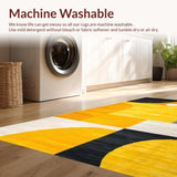 Ultra Soft Area Rug, Non Slip, Stain Resistant, Washable Area Rugs for Living Room, Bedroom, Chic Geometric Yellow Grey Fusion(Yellow)