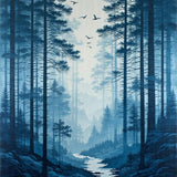 Lush Tree Silhouette Design(Blue)