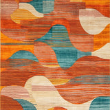Ultra Soft Area Rug, Non Slip, Stain Resistant, Washable Area Rugs for Living Room, Bedroom, Stylish Contemporary Ink Wash Art(Orange)