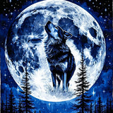 Artful Wolf Motif in Serene Tones(Blue)