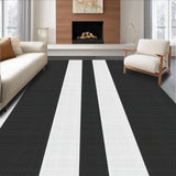 Ultra Soft Area Rug, Non Slip, Stain Resistant, Washable Area Rugs for Living Room, Bedroom, Stylish Black and White Rug:  Minimalist Geometric Design(Black)