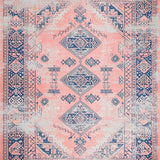 Ultra Soft Area Rug, Non Slip, Stain Resistant, Washable Area Rugs for Living Room, Bedroom, Vibrant Geometric Blue Accents(Pink)