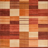 Ultra Soft Area Rug, Non Slip, Stain Resistant, Washable Area Rugs for Living Room, Bedroom, Golden Grove Patchwork Area with Rustic Red and Orange Geometric Blocks(Brown)