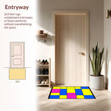 Ultra Soft Area Rug, Non Slip, Stain Resistant, Washable Area Rugs for Living Room, Bedroom, Vibrant Geometric Learning Pattern(Yellow)