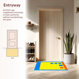 Ultra Soft Area Rug, Non Slip, Stain Resistant, Washable Area Rugs for Living Room, Bedroom, Cheerful Colorful Hopscotch Visuals(Yellow)