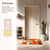 Ultra Soft Area Rug, Non Slip, Stain Resistant, Washable Area Rugs for Living Room, Bedroom, Retro Vibrant Abstract Curves(Orange)