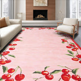 Ultra Soft Area Rug, Non Slip, Stain Resistant, Washable Area Rugs for Living Room, Bedroom, Charming Cherry Blossom Motif(Pink)