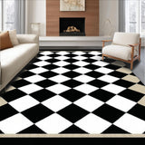 Ultra Soft Area Rug, Non Slip, Stain Resistant, Washable Area Rugs for Living Room, Bedroom, Chic Black Diamond Geometry(Black)