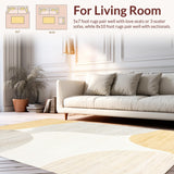 Ultra Soft Area Rug, Non Slip, Stain Resistant, Washable Area Rugs for Living Room, Bedroom, Trendy Transitional Light Palette(Gold)