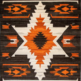 Ultra Soft Area Rug, Non Slip, Stain Resistant, Washable Area Rugs for Living Room, Bedroom, Warm Brown Rustic Geometric Elements(Orange)