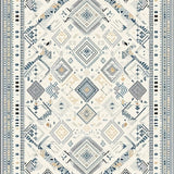 Ultra Soft Area Rug, Non Slip, Stain Resistant, Washable Area Rugs for Living Room, Bedroom, Vibrant Tribal Diamond Composition(White)