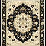 Ultra Soft Area Rug, Non Slip, Stain Resistant, Washable Area Rugs for Living Room, Bedroom, Vintage Inspired Beige and Black Floral Medallion Area(Beige)