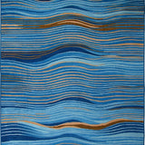 Ultra Soft Area Rug, Non Slip, Stain Resistant, Washable Area Rugs for Living Room, Bedroom, Vibrant Multi-Tonal Organic Flow(Blue)