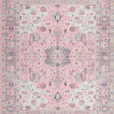 Ultra Soft Area Rug, Non Slip, Stain Resistant, Washable Area Rugs for Living Room, Bedroom, Rustic Modern Floral Whimsy Style(Pink)
