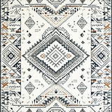 Ultra Soft Area Rug, Non Slip, Stain Resistant, Washable Area Rugs for Living Room, Bedroom, Trendy Subtle Medallion Arrangement(White)