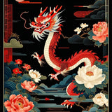 Ultra Soft Area Rug, Non Slip, Stain Resistant, Washable Area Rugs for Living Room, Bedroom, Cultural Symbolic Dragon Flourish(Red)
