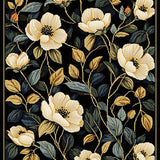 Ultra Soft Area Rug, Non Slip, Stain Resistant, Washable Area Rugs for Living Room, Bedroom, Chic Low Pile Floral Motif(Black)