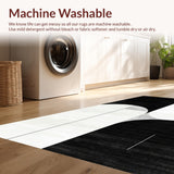 Ultra Soft Area Rug, Non Slip, Stain Resistant, Washable Area Rugs for Living Room, Bedroom, Partial Abstract Line Composition with Intersecting Arc Segments(Black)