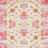 Ultra Soft Area Rug, Non Slip, Stain Resistant, Washable Area Rugs for Living Room, Bedroom, Serene Cream Pink Garden Theme(White)