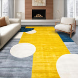 Ultra Soft Area Rug, Non Slip, Stain Resistant, Washable Area Rugs for Living Room, Bedroom, Contemporary Circular Design Elegance(Yellow)
