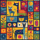 Ultra Soft Area Rug, Non Slip, Stain Resistant, Washable Area Rugs for Living Room, Bedroom, Educational Play Mat Colorful Shapes & Animals Area Rug(Blue)