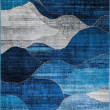 Ultra Soft Area Rug, Non Slip, Stain Resistant, Washable Area Rugs for Living Room, Bedroom, Art Deco Inspired Blue Geometry(Blue)