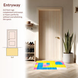 Ultra Soft Area Rug, Non Slip, Stain Resistant, Washable Area Rugs for Living Room, Bedroom, Stylish Artistic Multi-Patterned Visual(Yellow)