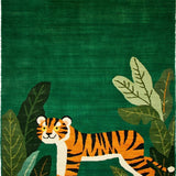 Ultra Soft Area Rug, Non Slip, Stain Resistant, Washable Area Rugs for Living Room, Bedroom, Vibrant Jungle Animal Motif(Green)
