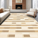 Ultra Soft Area Rug, Non Slip, Stain Resistant, Washable Area Rugs for Living Room, Bedroom, Inviting Plush Checkered Decor Style(Beige)