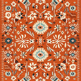 Ultra Soft Area Rug, Non Slip, Stain Resistant, Washable Area Rugs for Living Room, Bedroom, Striking Colorful Ogee Patterns(Orange)