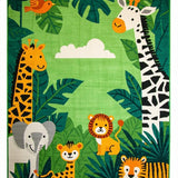 Ultra Soft Area Rug, Non Slip, Stain Resistant, Washable Area Rugs for Living Room, Bedroom, Charming Jungle Animal Aesthetic(Green)