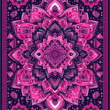 Ultra Soft Area Rug, Non Slip, Stain Resistant, Washable Area Rugs for Living Room, Bedroom, Rustic Mandala Art Design(Pink)