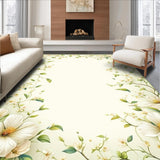 Ultra Soft Area Rug, Non Slip, Stain Resistant, Washable Area Rugs for Living Room, Bedroom, Botanical Bliss Floral Fusion(Ivory)