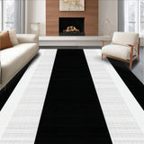 Ultra Soft Area Rug, Non Slip, Stain Resistant, Washable Area Rugs for Living Room, Bedroom, Timeless Vintage Striped Elegance(Black)