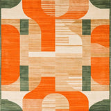 Ultra Soft Area Rug, Non Slip, Stain Resistant, Washable Area Rugs for Living Room, Bedroom, Striking Dynamic Linear Arrangement(Orange)