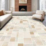 Ultra Soft Area Rug, Non Slip, Stain Resistant, Washable Area Rugs for Living Room, Bedroom, Abstract Mosaic Area with Subdued Neutral Color Blocks and Artistic Flair(Beige)