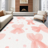Ultra Soft Area Rug, Non Slip, Stain Resistant, Washable Area Rugs for Living Room, Bedroom, Sweetheart Bowknot Rug: Pastel Pink and White Boho Floor Covering(Beige)