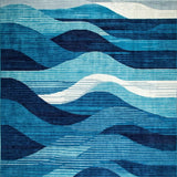 Ultra Soft Area Rug, Non Slip, Stain Resistant, Washable Area Rugs for Living Room, Bedroom, Colorful Coastal Abstract Waves(Blue)